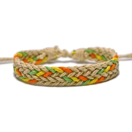 Handmade Vintage Cotton Rope Charm Bracelet for Women Men Brown Adjustable String Bracelet Jewelry
